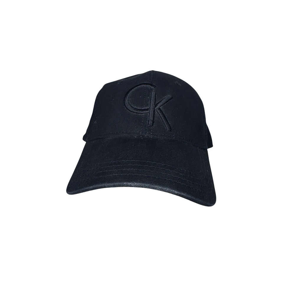 Calvin Klein Jeans CK Logo Baseball Cap Hat One Size Adjustable Black Out Cotton